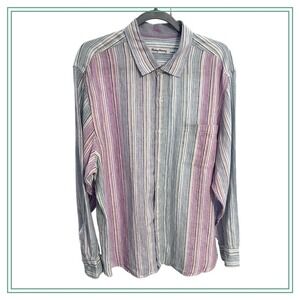 Tommy Bahama Mens Multicolor Striped Long Sleeve‎ Button Up Shirt Size XL TG